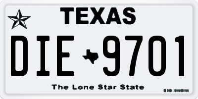 TX license plate DIE9701