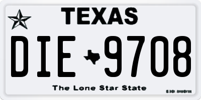 TX license plate DIE9708