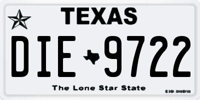 TX license plate DIE9722