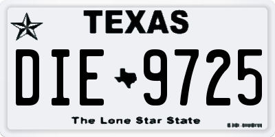 TX license plate DIE9725