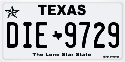 TX license plate DIE9729