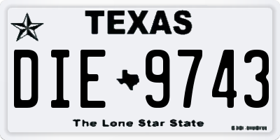 TX license plate DIE9743