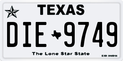 TX license plate DIE9749
