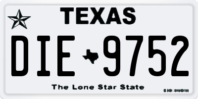 TX license plate DIE9752