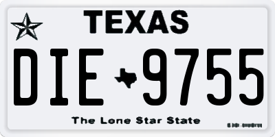 TX license plate DIE9755