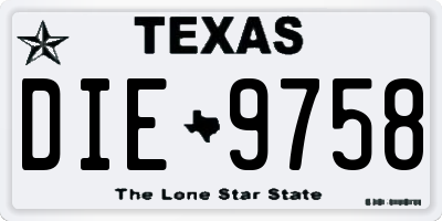 TX license plate DIE9758