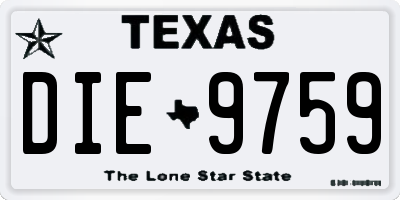 TX license plate DIE9759