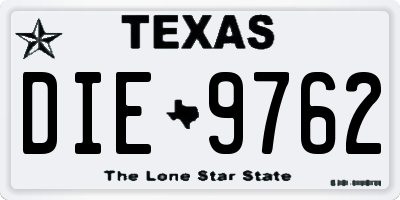 TX license plate DIE9762