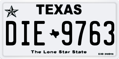 TX license plate DIE9763