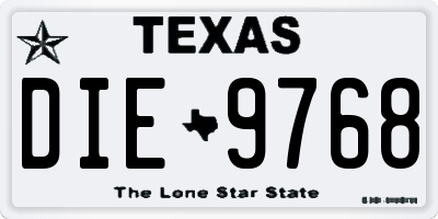 TX license plate DIE9768