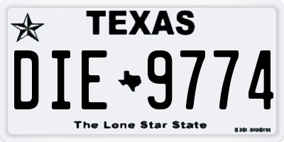TX license plate DIE9774