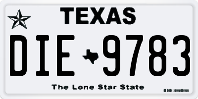 TX license plate DIE9783