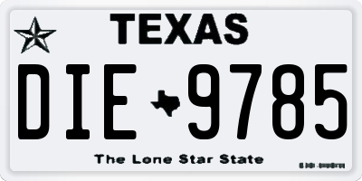 TX license plate DIE9785