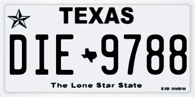 TX license plate DIE9788