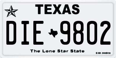 TX license plate DIE9802