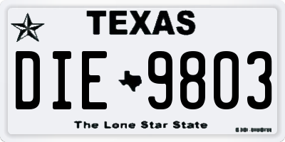 TX license plate DIE9803