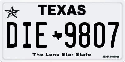 TX license plate DIE9807
