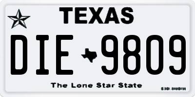 TX license plate DIE9809