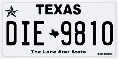 TX license plate DIE9810