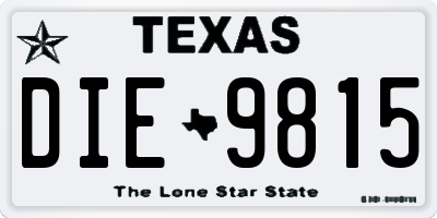 TX license plate DIE9815