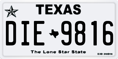 TX license plate DIE9816