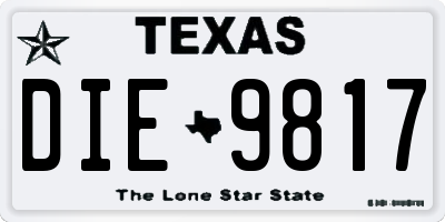 TX license plate DIE9817