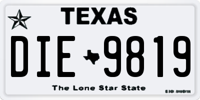 TX license plate DIE9819
