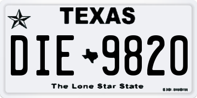 TX license plate DIE9820