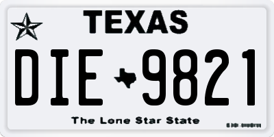 TX license plate DIE9821