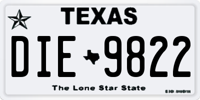 TX license plate DIE9822