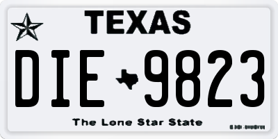 TX license plate DIE9823