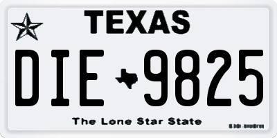 TX license plate DIE9825