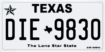 TX license plate DIE9830