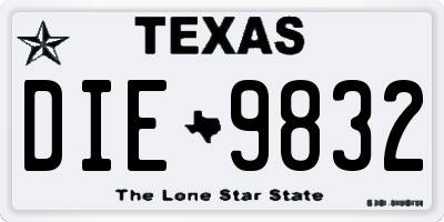 TX license plate DIE9832