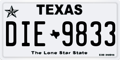 TX license plate DIE9833
