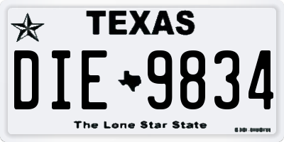 TX license plate DIE9834