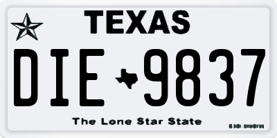 TX license plate DIE9837