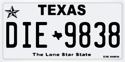 TX license plate DIE9838