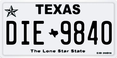 TX license plate DIE9840