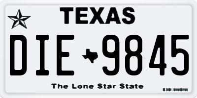 TX license plate DIE9845