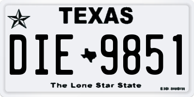 TX license plate DIE9851