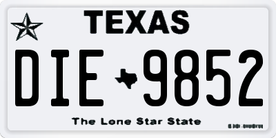 TX license plate DIE9852