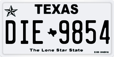 TX license plate DIE9854