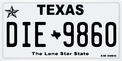 TX license plate DIE9860