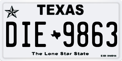 TX license plate DIE9863