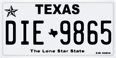 TX license plate DIE9865