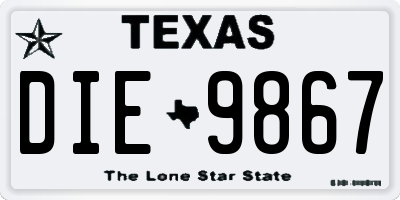 TX license plate DIE9867