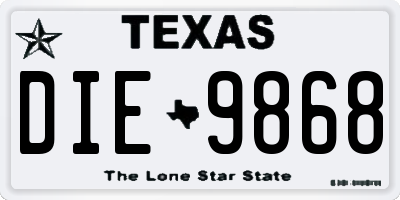 TX license plate DIE9868
