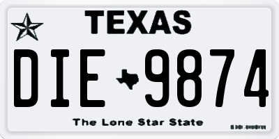 TX license plate DIE9874