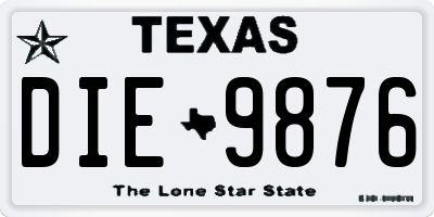 TX license plate DIE9876
